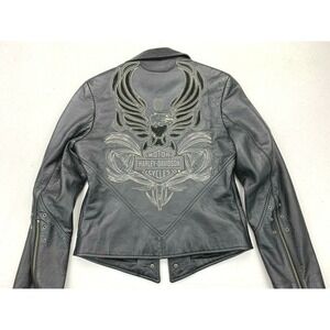 Harley Davidson Women's ISIS Elaborate Eagle Black Leather Jacket S 97028-06VW